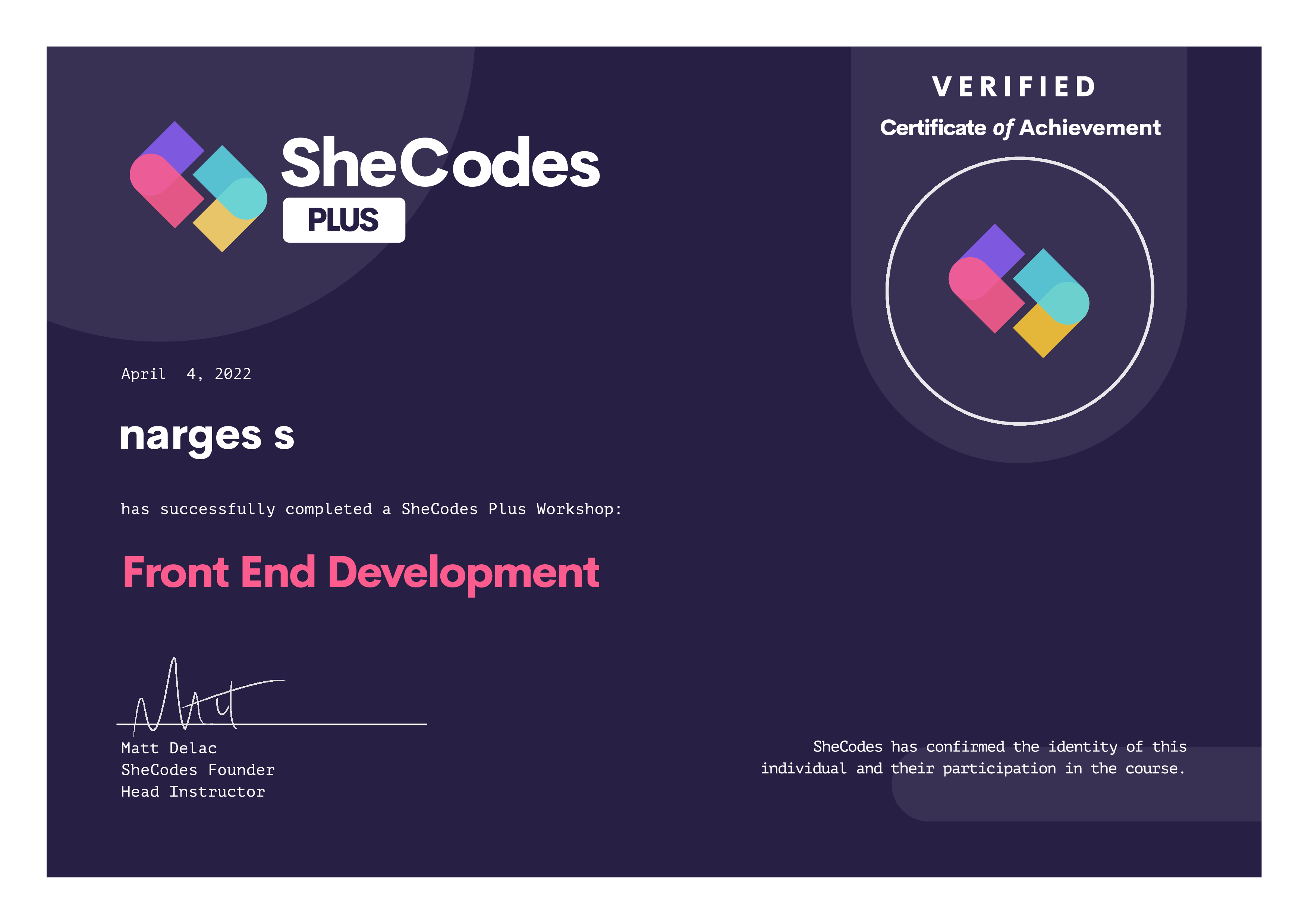 front-end developer certificate